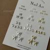 10Pcs Kawaii 3D Silver Gold Bowknot Bow Ballerina Girl Alloy Pearl Nail Art Diy Nails Accessories Decoration Charms