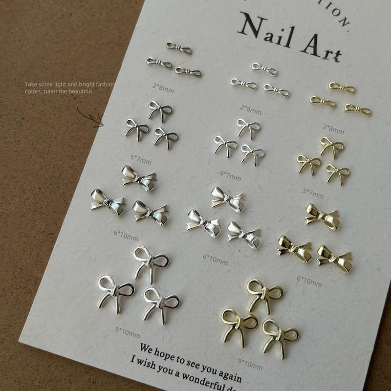 10Pcs Kawaii 3D Silver Gold Bowknot Bow Ballerina Girl Alloy Pearl Nail Art Diy Nails Accessories Decoration Charms