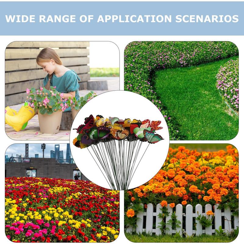 Garden Courtyard 50Pcs Butterfly Stake 7cm Colorful Waterproof Butterfly Flowerpot Stake For Home Party Decoration