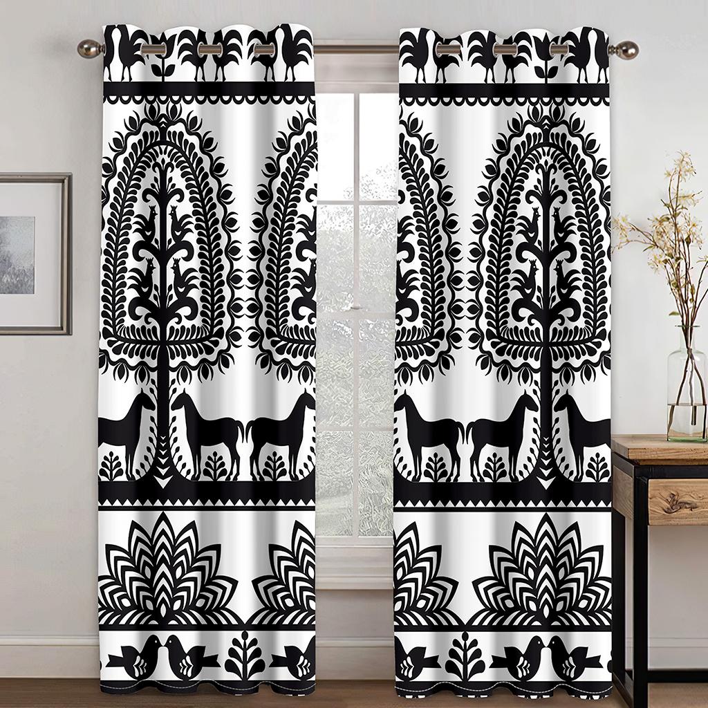 Bohemian Abstract Geometric Luxury Simple Free Shipping Thin 2 Pieces Shading Window Drape Curtain for Living Room Bedroom Decor