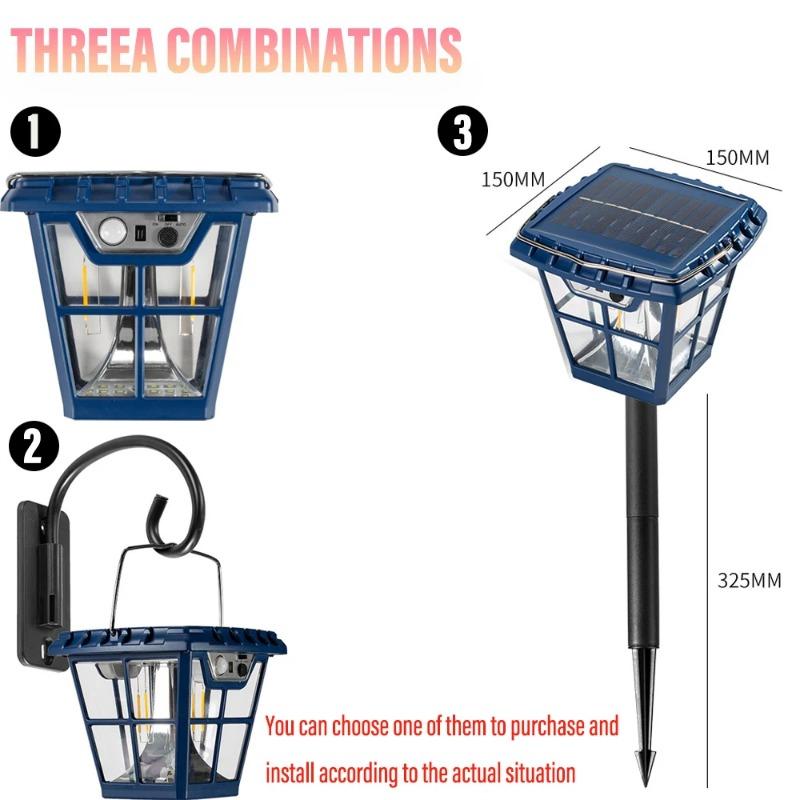 Lumini solare retro multifuncționale de 2000 lm. Lumini de gazon. Lumini de perete. Lumini stradale IP65, impermeabile, cu scop dublu, pentru iluminarea zonelor mari