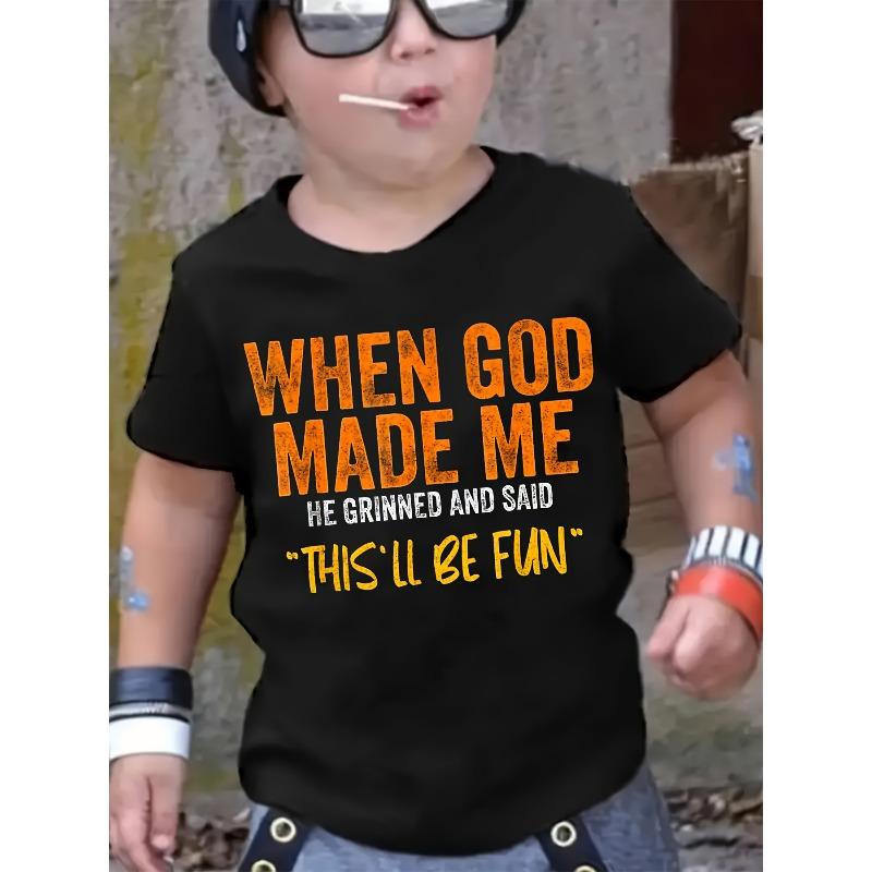 Europäische Größen Jungen Kurzarm-T-Shirt mit lustigem Buchstaben A Aufdruck Lässiges Rundhals Sommer Oberteil Bequemes Polyester Hemd für Spielverabredungen