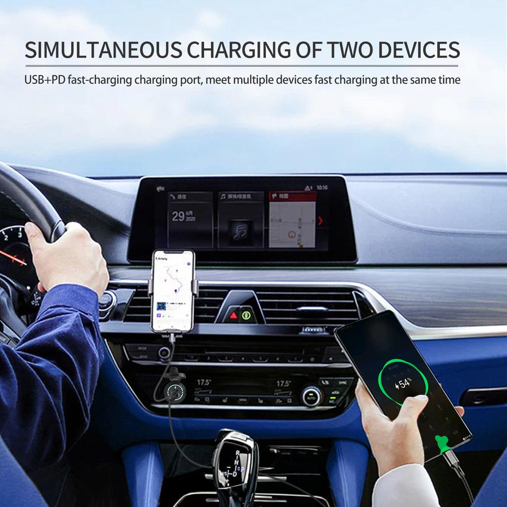 12V-24V Car QC3.0 Fast Charging USB and PD Dual Port for Car Motorcycles, h Bikes, SUVs, Boats IP66 Waterproof Multiple A