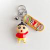 New Style Anime Crayon Shinchan Keychain Kawaii Girl Skateboard Shin-Chan Unzip Toy Decorate Bag Charms Portable Gift