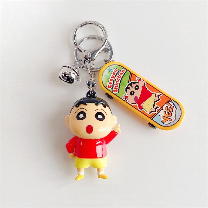 New Style Anime Crayon Shinchan Keychain Kawaii Girl Skateboard Shin-Chan Unzip Toy Decorate Bag Charms Portable Gift