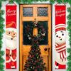 Christmas Porch Sign, Santa Clause And Snowman Merry Christmas Hanging Banners For Holiday Home Porch Wall Christmas Decoration
