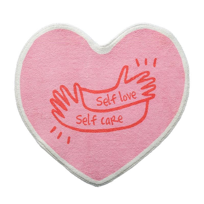 Tappeto a Forma di Cuore Morbido per Ragazza/Donna Tappetino Assorbente da Pavimento Rosa Tappeto a Forma di Cuore