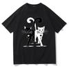 Unisexs Black White Cat Print Tshirt Summer Fashion Casual Tops For Unisex Streetwear Harajuku Oneck Short Sleeve Tops Tshirts