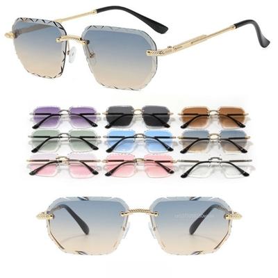 Square Rimless Sunglasses  Trend Metal High-Grade Men'S And Women'S Sunglasses Street Photo Sunglasses Gradient Goggle