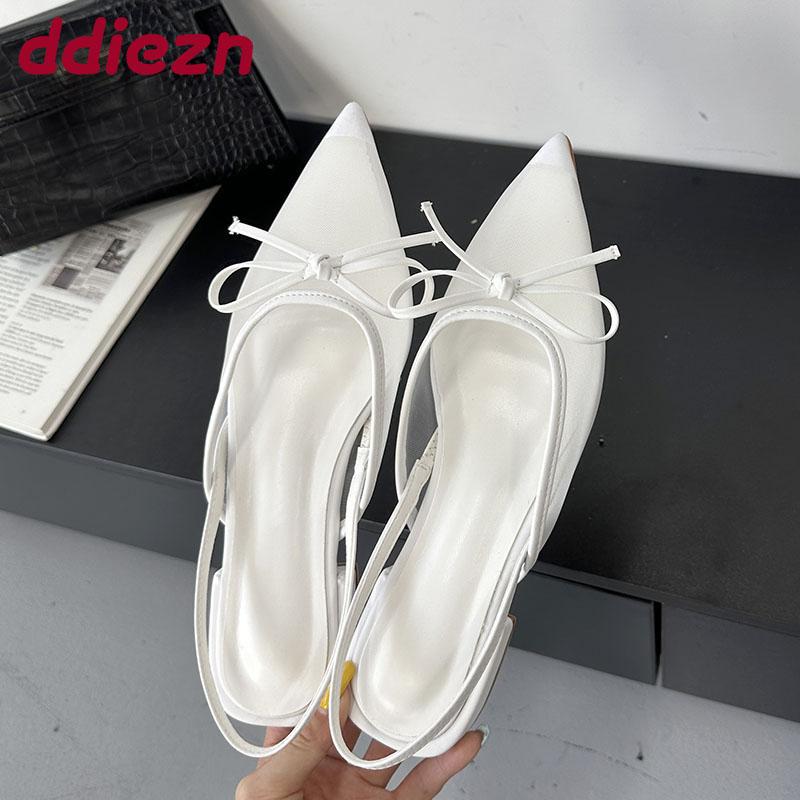 Fashion Big Size 43 Fashion Mesh Ladies Flats Sandals Shoes Shallow Female Butterfly-Knot Footwear Pointed Toe Women Flats Sandals Shoes