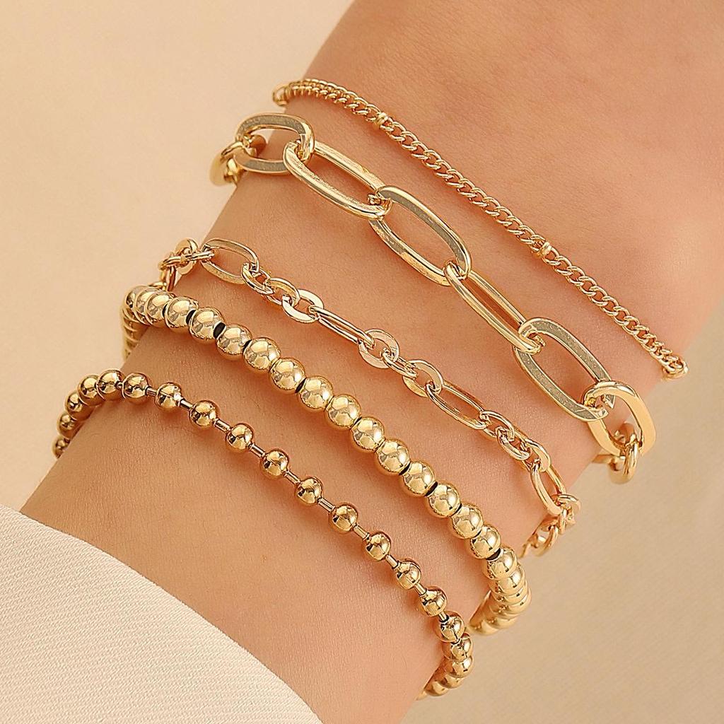 Set de Pulseras de Diamantes de Aleación: Pulseras Punk Apilables de Estilo Europeo y Americano para Mujer (4 piezas)