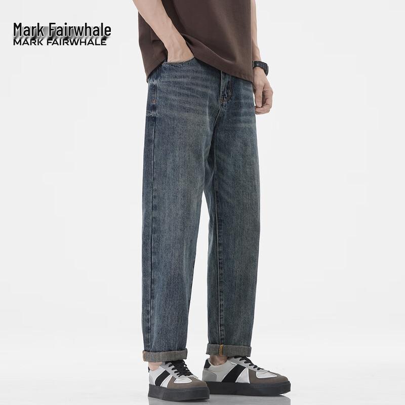Mark Fairwhale Men's American Retro Straight Leg Loose Jeans