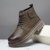 Men's Leather High Top Boots 2025 New Combat Ankle Boots Non-Slip Outdoor Walking Shoes Casual Winter Fashion Footwear For Men