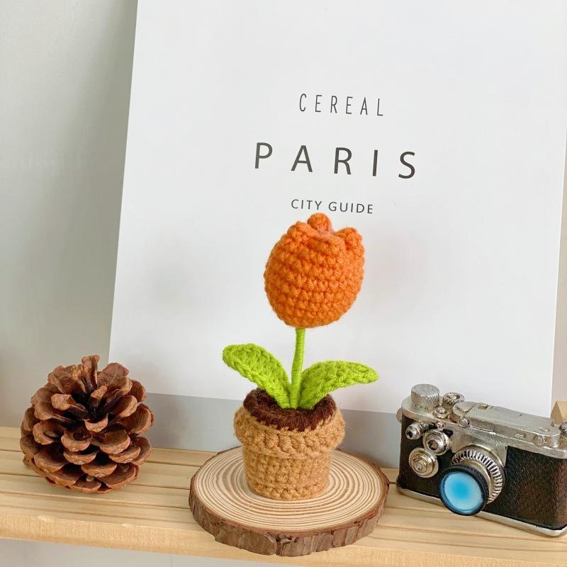 

Маленькое комнатное растение крючком, имитация цветка в горшке, цветочная декорация, креативный подарок, украшение, милое маленькое украшение