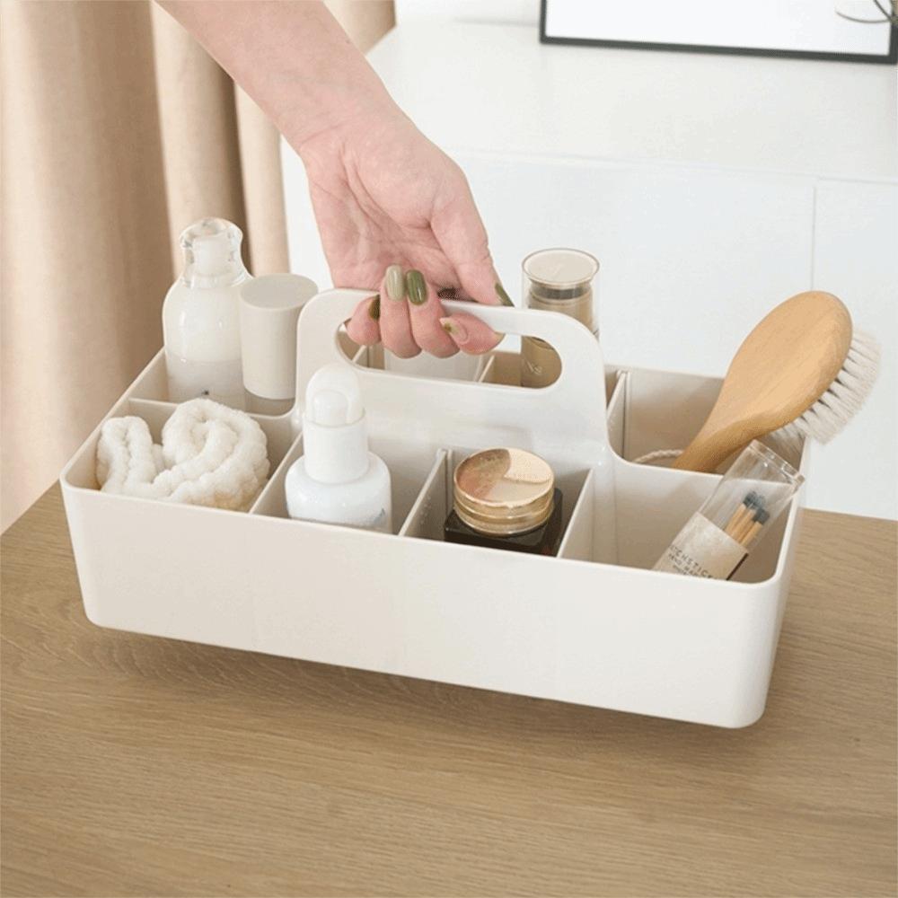 Plastic Portable Storage Organizer Segmented Space Saving Handle Sectional Tray Container Storage Basket Pen Holder