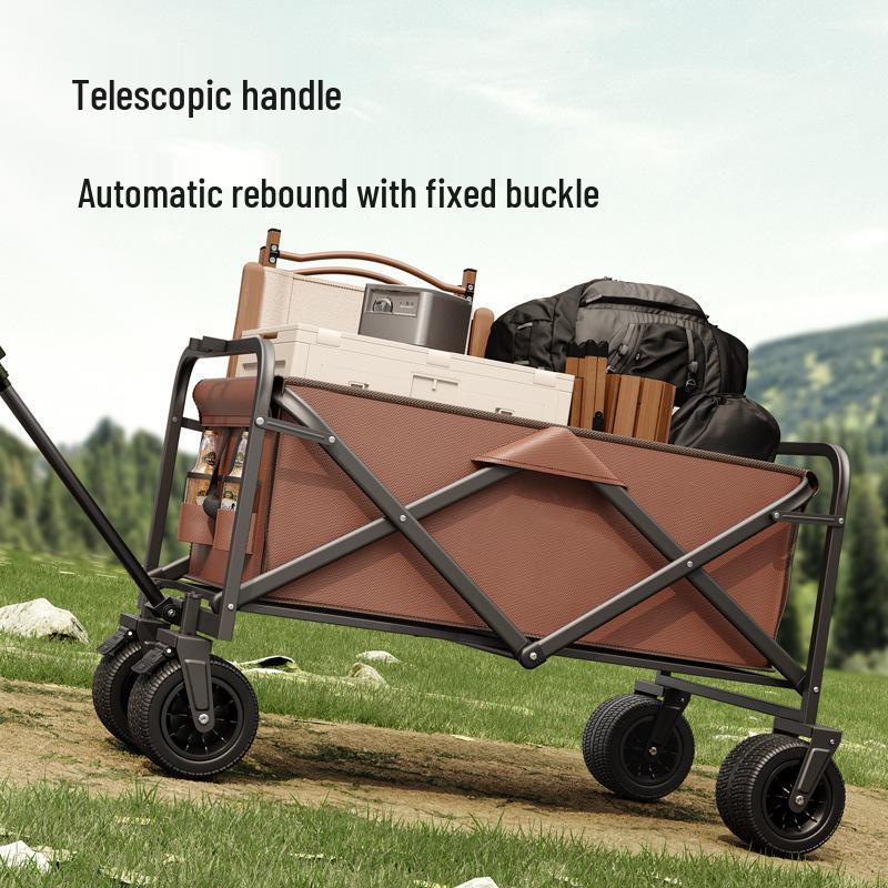Lightweight Folding Outdoor Camping Cart - Hand-Pulled Trolley for Shopping & Camping