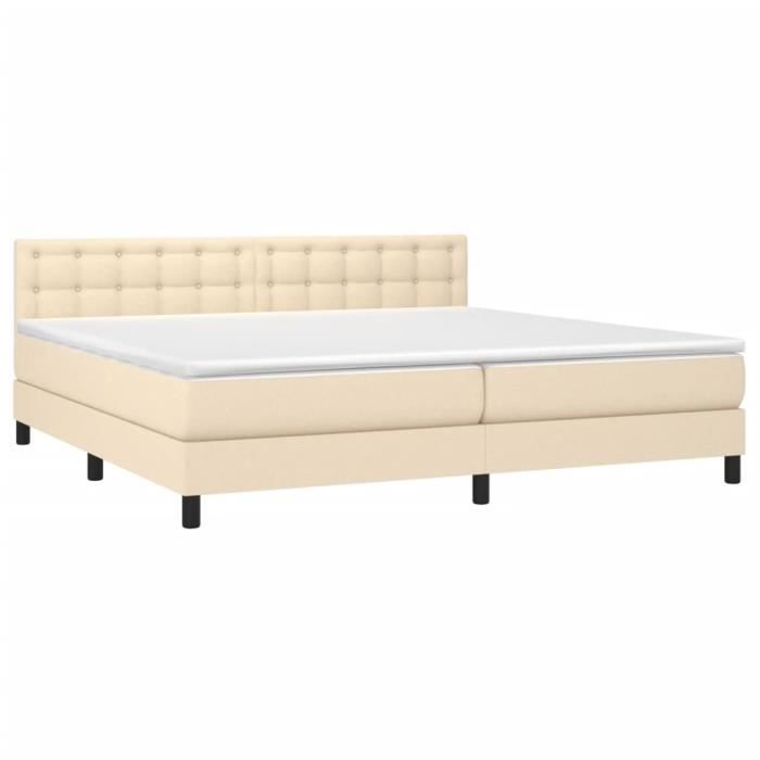 3140406 vidaXL Lit à sommier tapissier avec matelas Crème 200x200 cm Tissu
