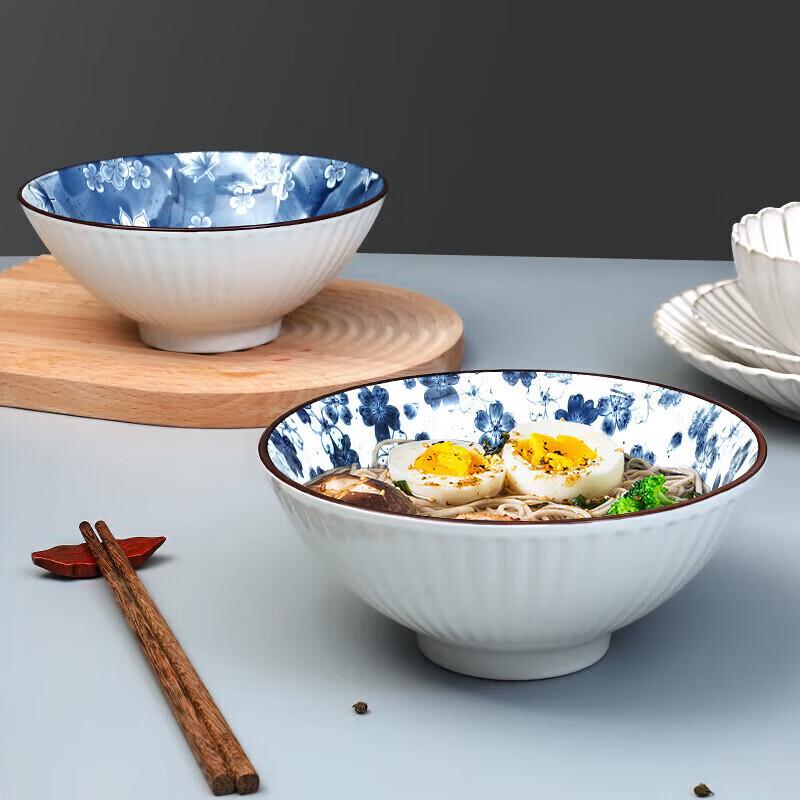 Maxcook 8-inch Japanese Ceramic Soup & Noodle Bowls (Set of 2)