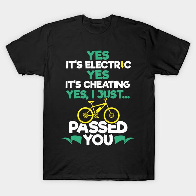 Men Black Print T-shirt Yes It S Electric - E-Bike Mountain Bike T-Shirt No-Cut Transfer Paper Print Cotton Tshirt S