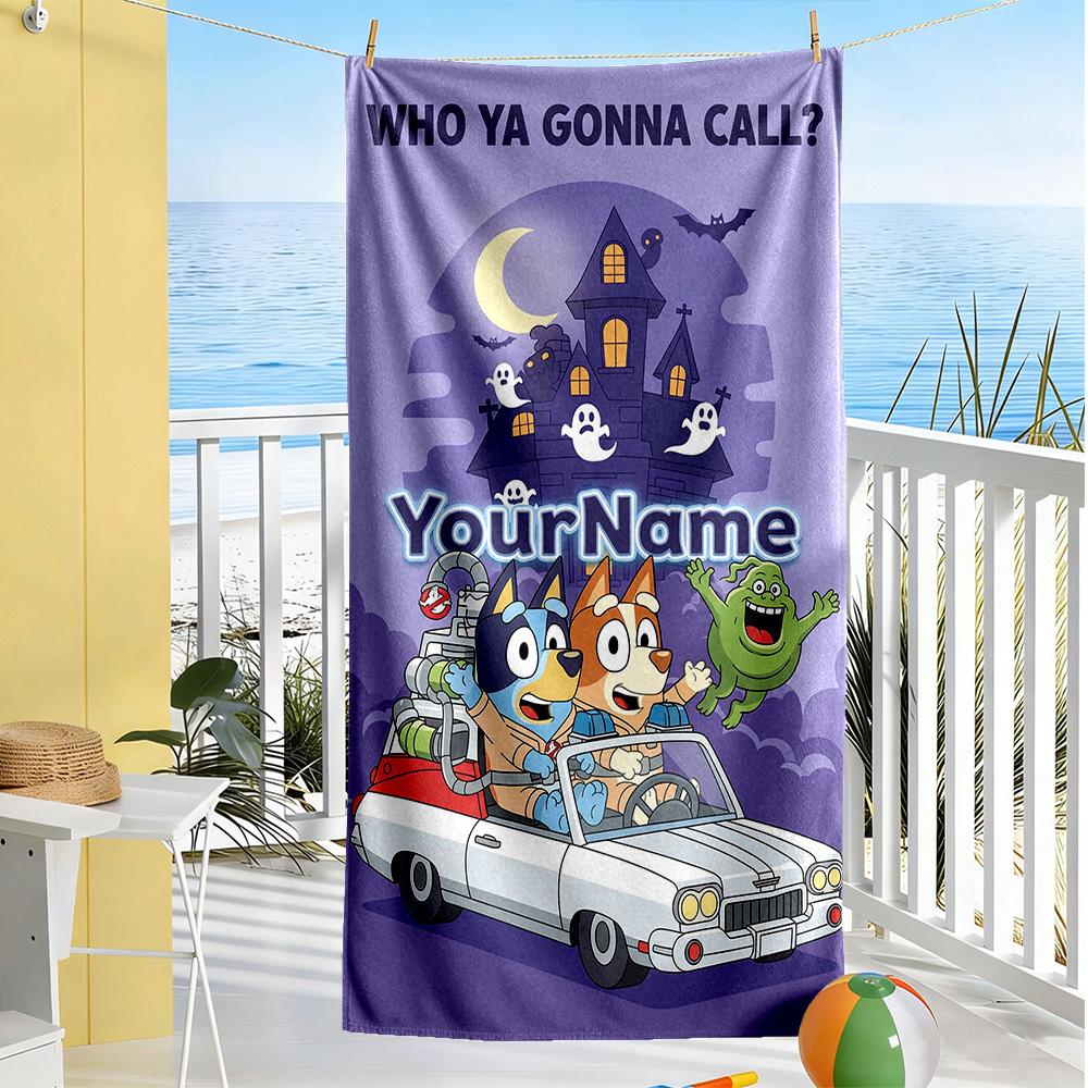 Bluey Customized Name Beach Towel Super Soft & Absorbent Suitable for Swimming Gym Camping Yoga Vacation
