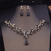 Princess Crown Bridal Jewelry Sets for Girls Blue Tiaras Choker Necklace Sets Bride Wedding Dress Prom Jewelry Accessories