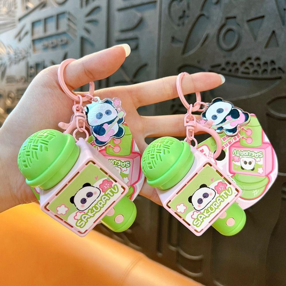 Originality Style Mini Microphone Keychain Cartoon Panda Recording Microphone Keychain  Gift Giving