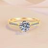 S925 Sterling Silver 1 Carat Moissanite Six-Prong Rotating Crown Ring, 18K Gold Plated for Women