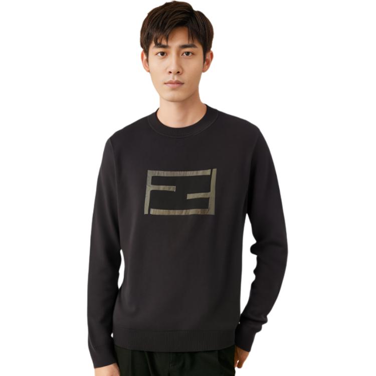 Fendi Sweaters Men's Black Crew Neck Moderate FZX116AM69F0QA1