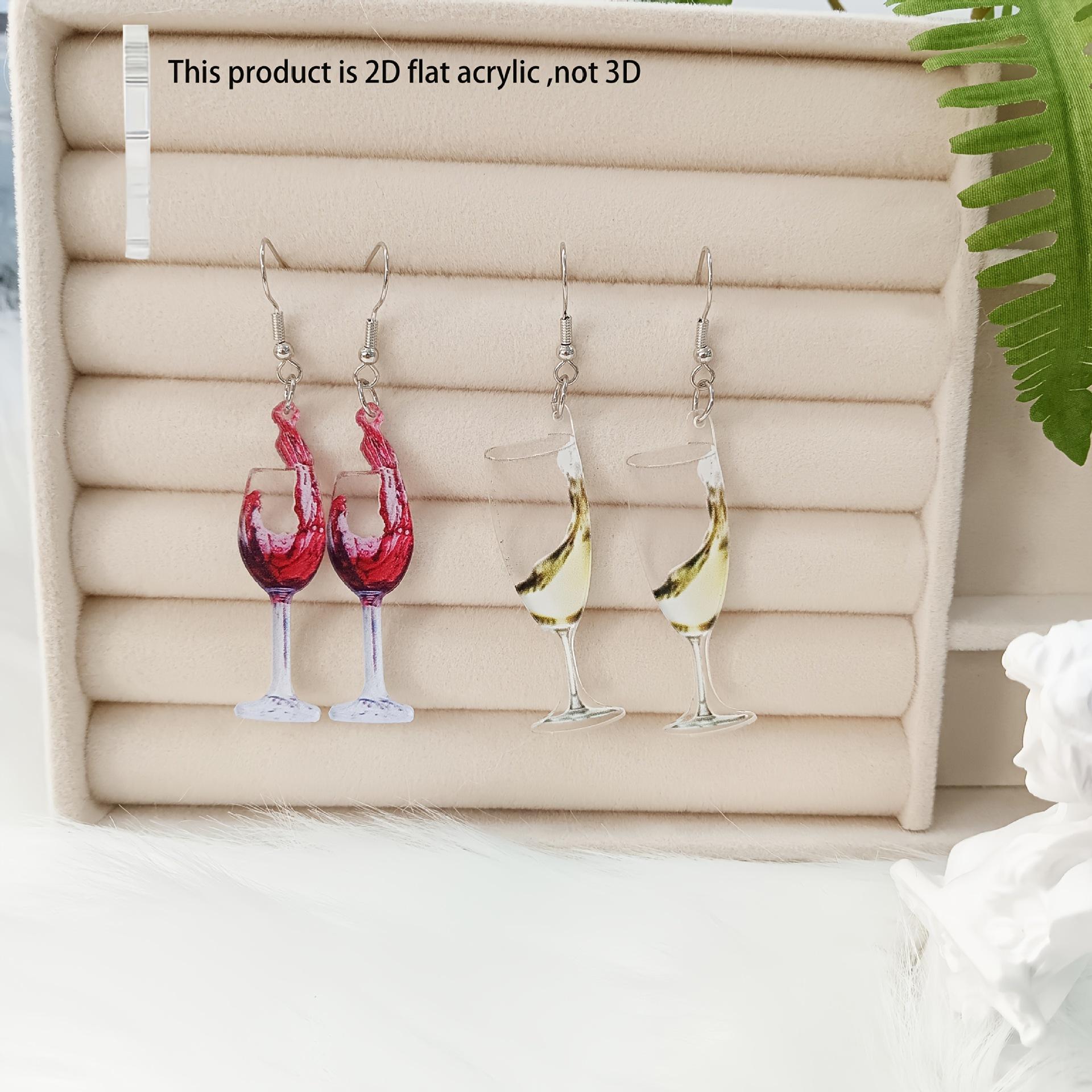 Clear Acrylic Beer Festival Red Wine Glass Earrings Jewelry Set, Music Festival Party Gift