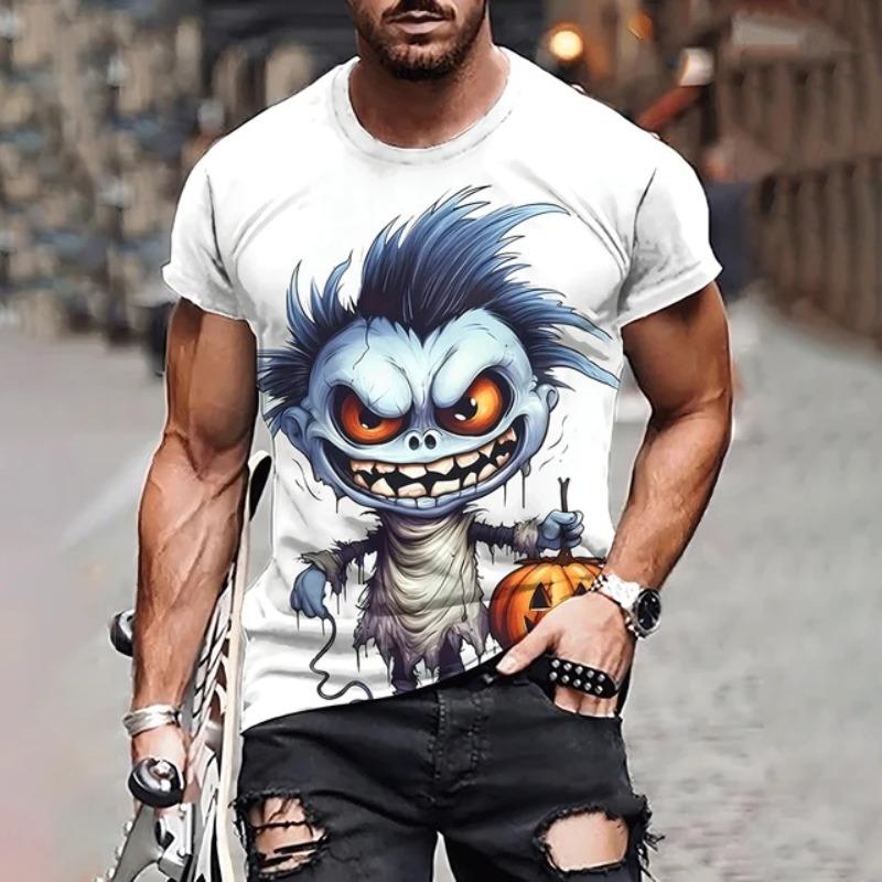 

Забавная мужская 3D футболка с мультяшным принтом, футболка с коротким рукавом, летняя повседневная быстросохнущая футболка-пуловер оверсайз для мужчин, уличная одежда S