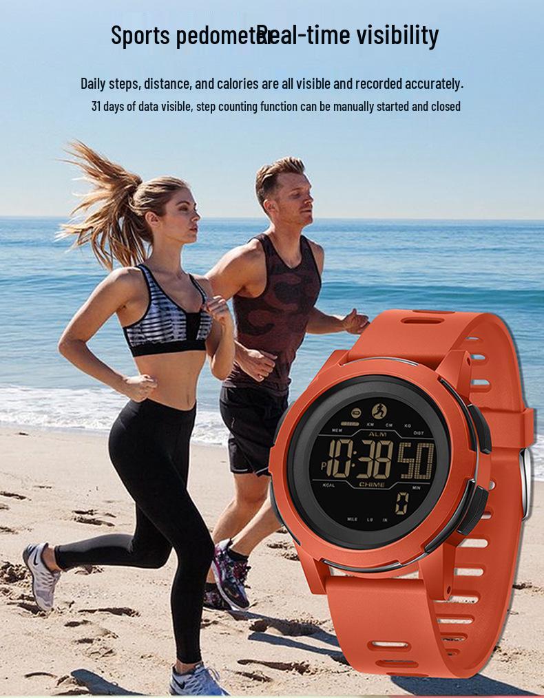 Sanda Multi-Function Smart Watch: Waterproof, Pedometer, Alarm Clock for Hiking & Sports - Unisex