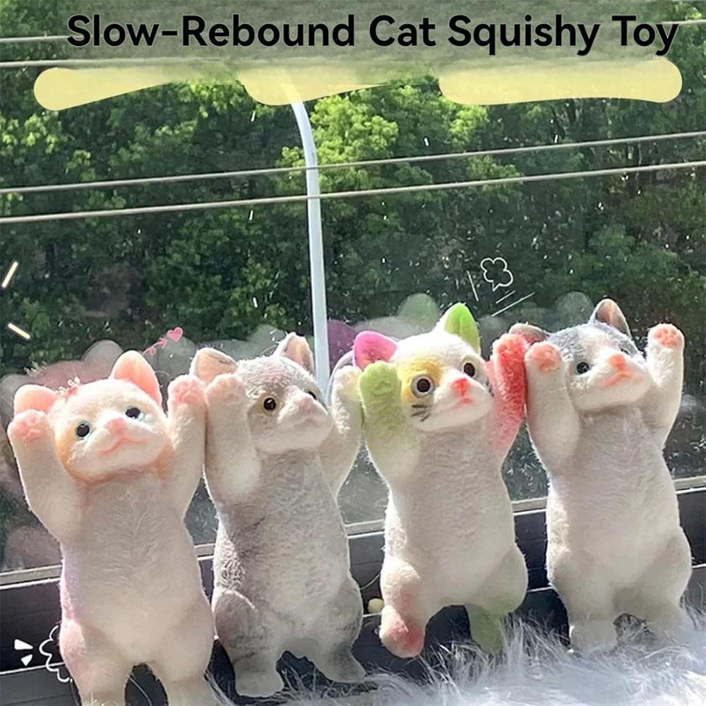Big Slow-Rebound Cat Taba Silicone Fuzzy Super Big Cat Kitten Handmade Squeeze Toy Mochi Toy Hand Relax Stress Release Gift