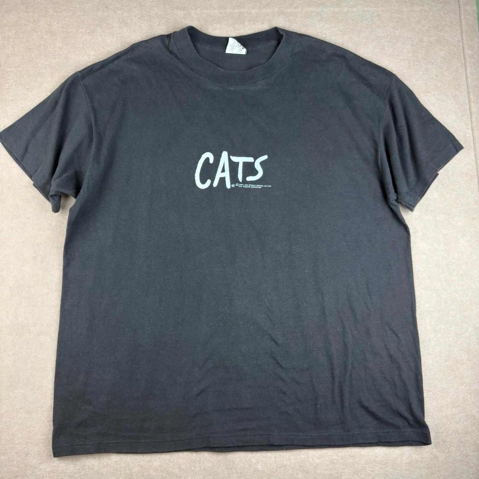 

Vintage Cats Musical T-Shirt XL Black 80s Single Stitch Broadway Logo USA Made 4XL