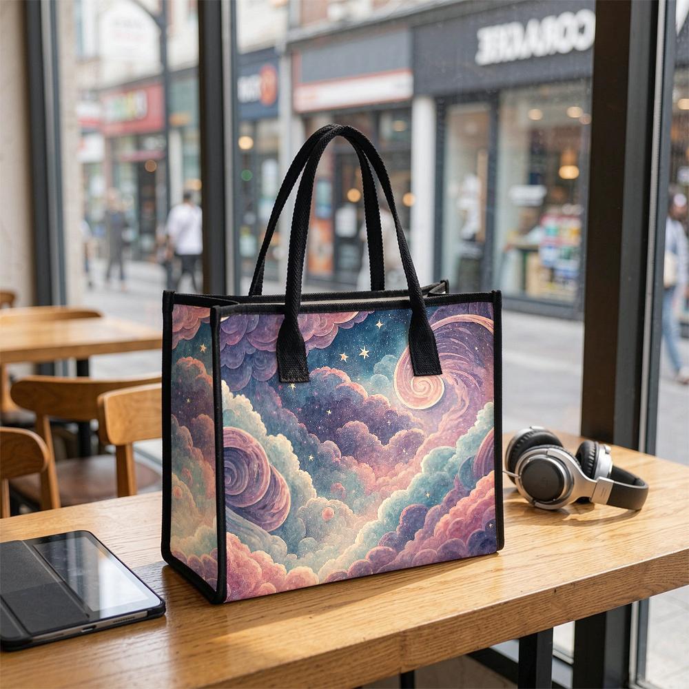 Dreamy Cloud Star Print Ladies Daily Tote Bag Stylish Casual Portable Shopping Shoulder Bag