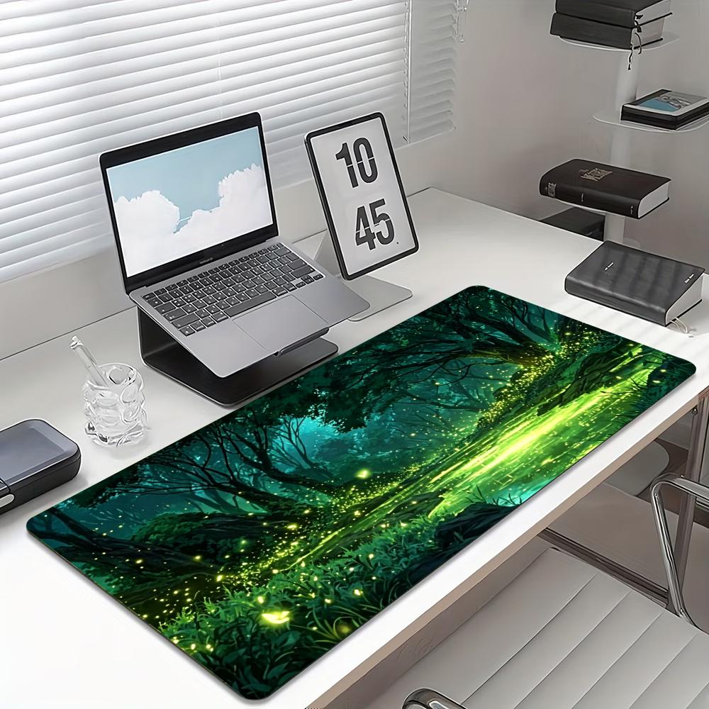 Mousepad Magical Glowing Forest Print Anti Slip Rubber Desk Mat Stitched Edge Keyboard Pad For Pc Laptop Gamers Table Decor