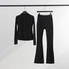 LU Womens Hooded Jacket Flared Pants Set Define Slim Fit Yoga Activewear