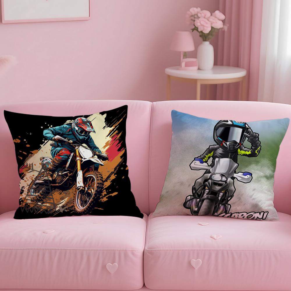 Cartoon Motorcycle Pillow Case Soft Plush Fabric Double-Sided Printed Cushion Cover Warm Winter Sofa Pillow Case