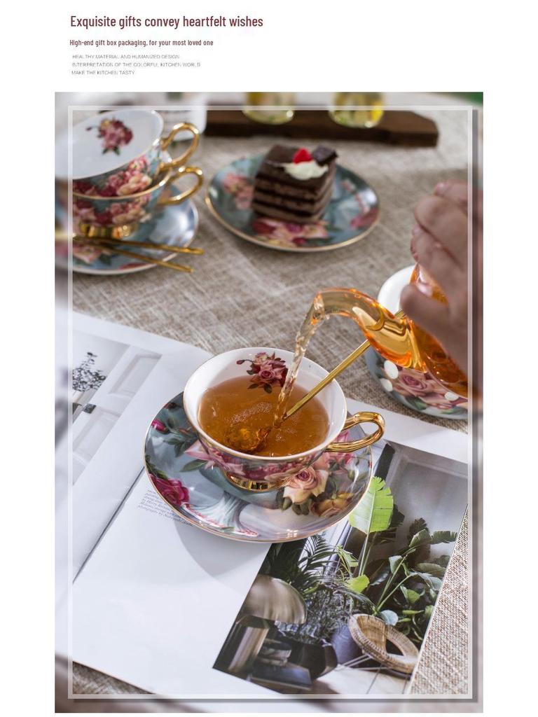 Exquisite English Rose Teapot & Coffee Cup Set for Afternoon Tea
