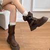 Wow~ thick-soled Maillard mid-tube short boots for women's autumn and winter new retro British style slimming and heightening brown Martin boots