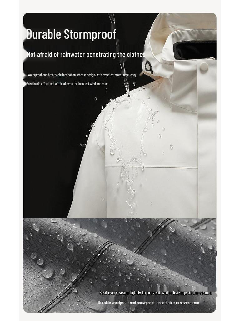 Men's & Women's Three-in-One Hooded Outdoor Jacket - Autumn/Winter Color Block Coat