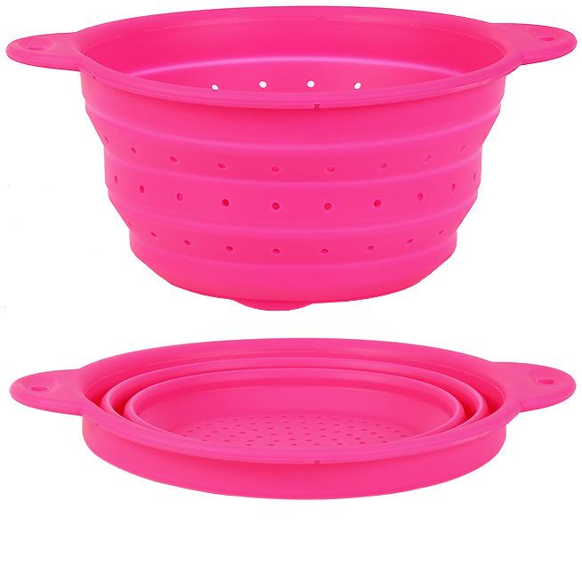 Food Grade Silicone Collapsible Colander, Foldable Fruit Vegetable Washing Basket, Heat Resistant Kitchen Strainer