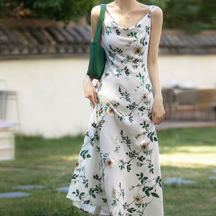 Sommerkleid mit Blumenmuster und Spaghettiträgern für Damen