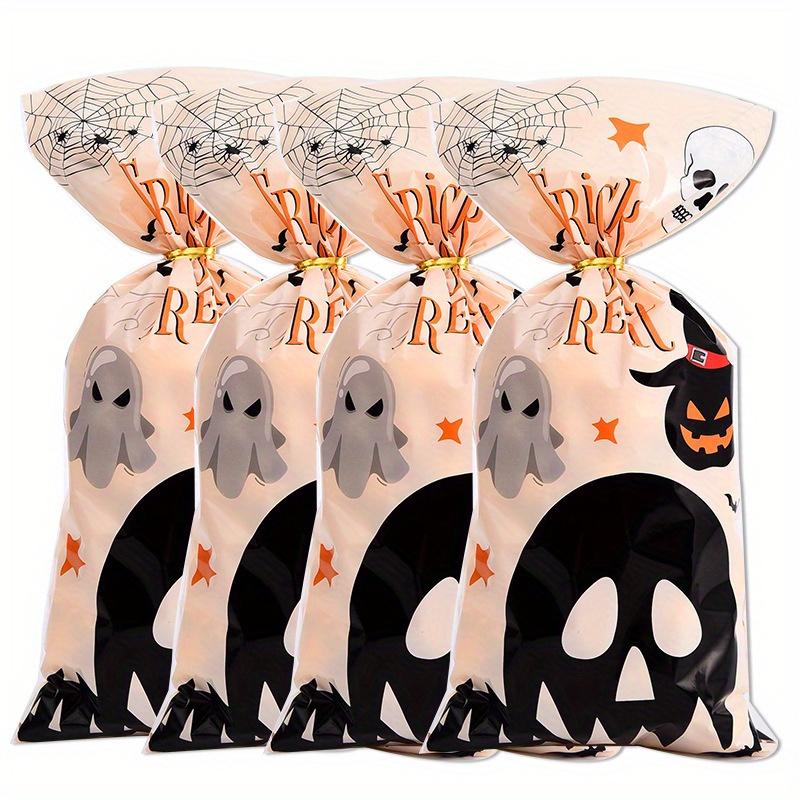 Plastic Flat Mouth Gift Bag 100pcs, Biscuit Snack Bag, Children's Halloween Party Gift Bag, Halloween Candy Bag.