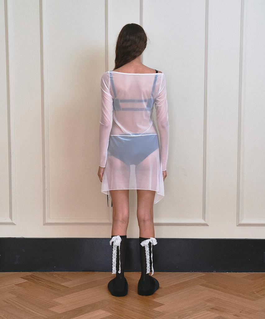 VINAJ Fairy Boat Neck One-Piece Cover-Up (White)