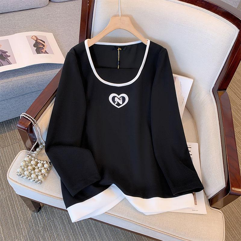 Big Size Women's Blouse Spring and Autumn One Neck Long-sleeved Sweater Loose Fashion Tops