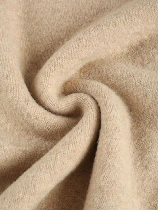 European & American Women's Plus Size Long-Sleeve Knitted Cardigan with Lantern Sleeves