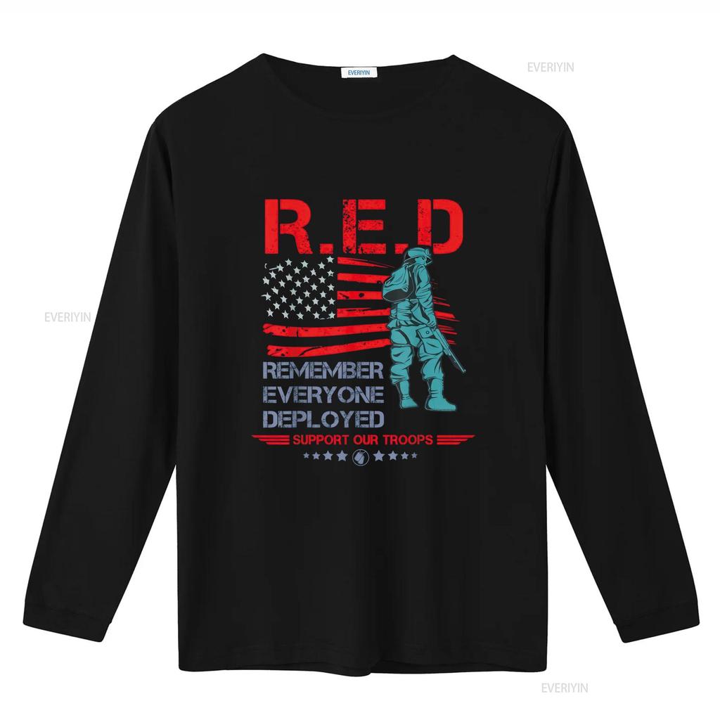 Red Friday Military T Shirt Remember Everyone Deployed Vintage Washed Comfortable Casual Top For Everyday Wear Stylish