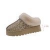 Fashion Gold Shiny Sequin Ankle Boots Women Faux Fur Comfort Thick Sole Non Slip Snow Boots Winter Plus Size Thicken Plush Cotton Boots