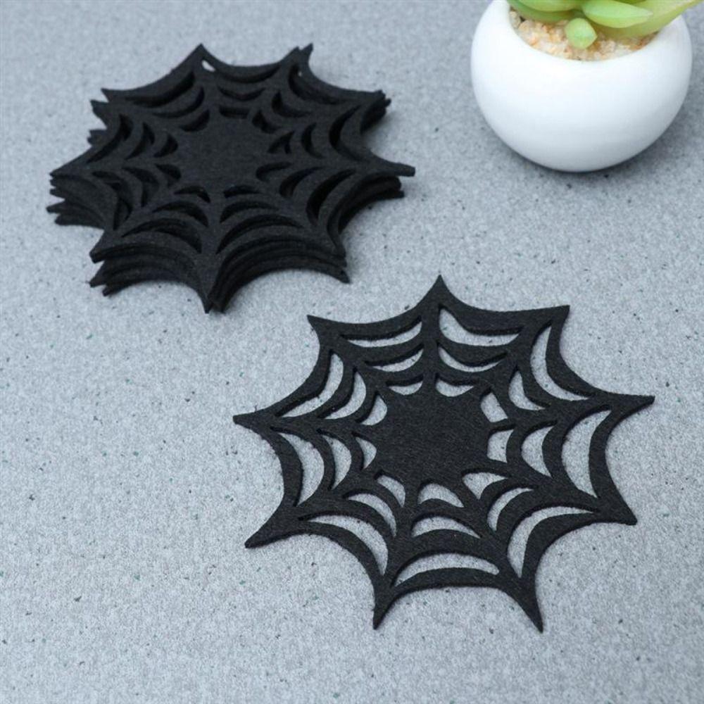 6pcs Heat Resistant Spider Web Coaster Hollow Spider Web Cup Mat Spider Web Cup Pad  Halloween