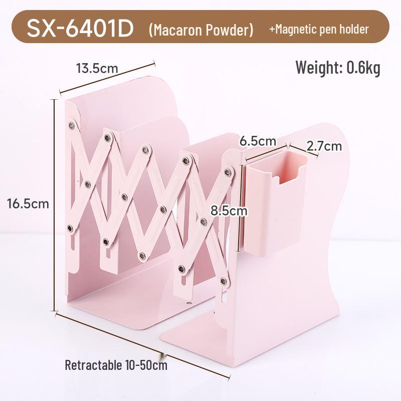 Magnetic Retractable Book Stand with Pen Holder - Desktop Bookcase Divider and Folding Fixer.